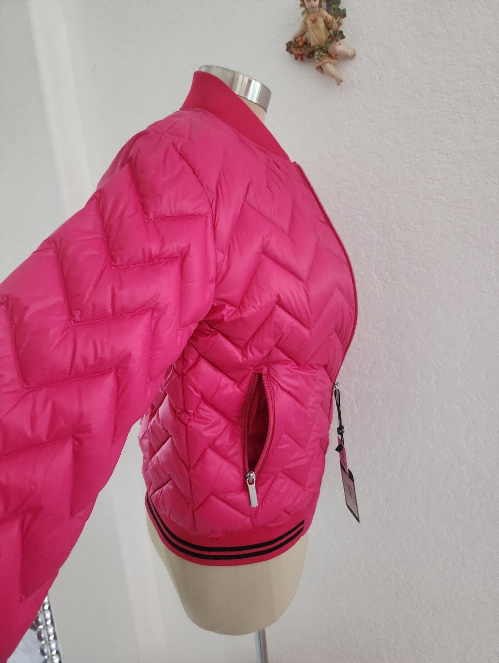 ARMANI EXCHANGE | Fuchsia Quilted Bomber Jacket - Women - Picture 10 of 12
